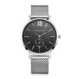 Relógio homem em aço inoxidável, mostrador preto e com bracelete em aço inoxidável